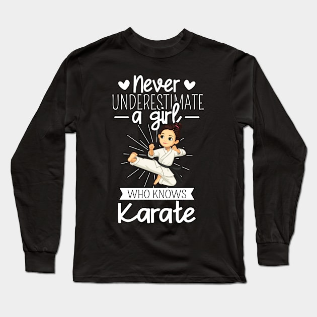 Martial Arts Karate Girl Female Sports Gift Long Sleeve T-Shirt by FamiLane